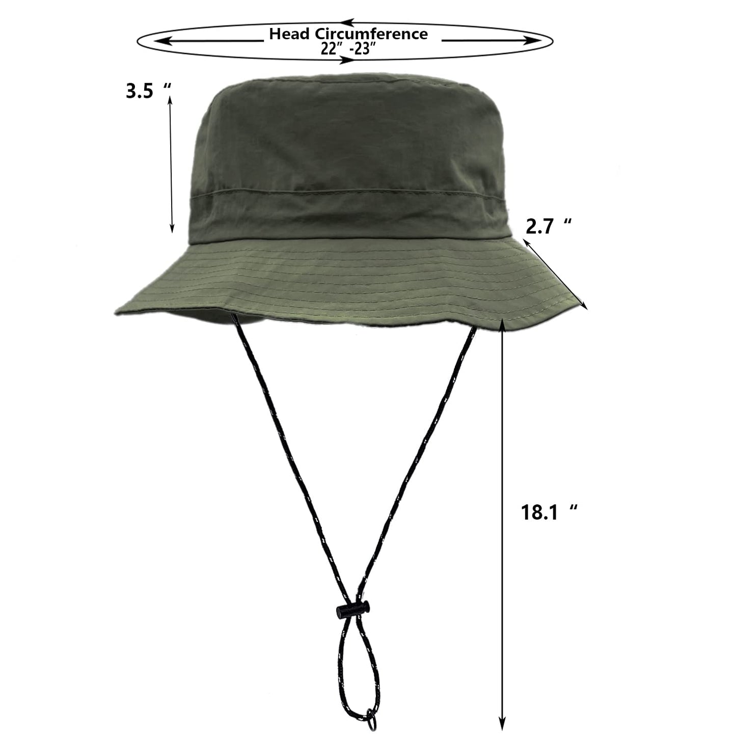 woogwin Waterproof Bucket Rain Hat with Chin Strap Quick Dry Packable Boonie Sun Hat Safari Hat UV Protection(Green)