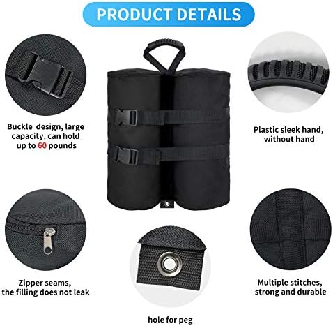 Plus Size Weight Bags(240 lbs) for Pop up Canopy Tent, 1680D Heavy Duty Leg Weights Sand Bags for Instant Outdoor Sun Shelter Canopy, Set of 4