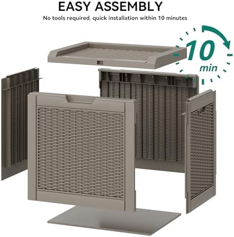 YITAHOME 32 Gallon Outdoor Storage Box, Water Resistant Resin Deck Box, Indoor Outdoor Lockable Storage Container for Patio, Garden, Cushions, Tools, Equipment(Brown)