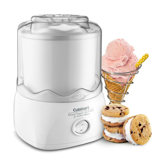 Cuisinart Ice Cream Maker Machine, 1.5 Quart Sorbet, Frozen Yogurt Maker, Double Insulated, White, ICE-21WM1
