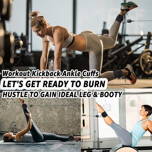 Anemeeoke Fitness Ankle Straps for Cable Machine, Kickbacks Glute Workouts, Lower Body Exercises, Adjustable Leg Straps with Neoprene Padding Men Women(Black)