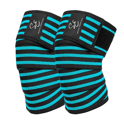 Special Essentials Knee Wraps for Weightlifting with Strap (2 Pack) - 72 Inches Flexible Support for Men & Women, for Powerlifting, Squats, Leg Press, and Cross Training