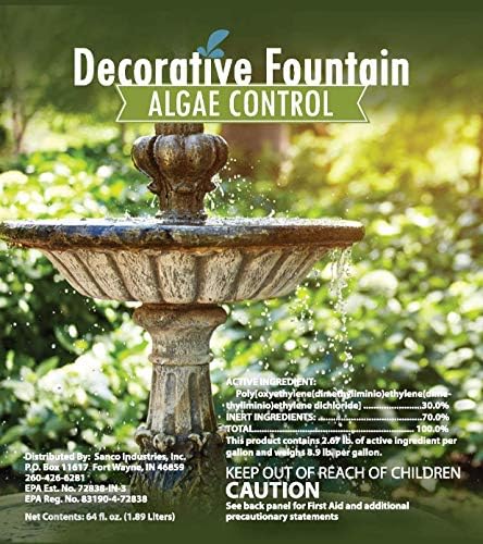 Fountain Algaecide and Clarifier - 64oz - Kills and Inhibits All Types of Algae Growth, Formulated for Small Ponds and Water Features, Treats up to 64,000 Gallons