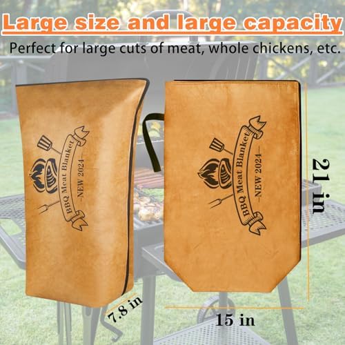 BBQ Blanket for Resting Meat, BBQ Brisket Blanket Meat Resting Blanket for Smoking, Grilling Meat Insulated Resting Bag with Wide Mouth for Large Brisket/Turkey (Regular 21in)