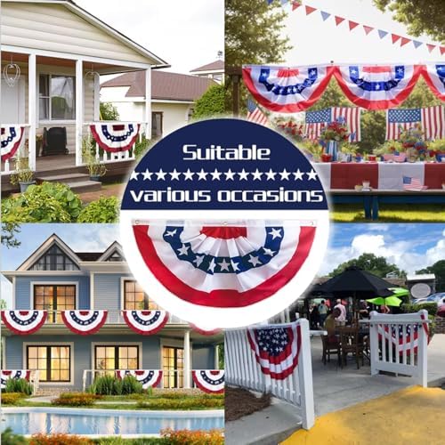 American Bunting Flags 3x6 Ft, 4 Packs American Pleated Fan Flag, Usa Patriotic Half Fan Banner Flag, For 4th Of July Decorations Day