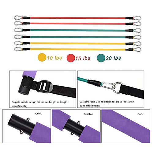 Portable Pilates Stick Yoga Exercise Pilates Bar, Yoga Pilates Bar Reformer Kit, Pilates Bar Kit with Resistance Band,Home Gym Pilates with Foot Loop for Total Body Workout (New-Pink- Pilates)