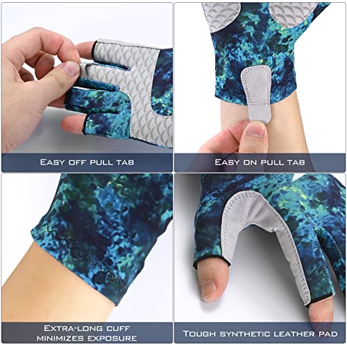 KastKing La Sal Fishing Gloves UPF50+ Sun Gloves UV Protection Fingerless Gloves Men Women for Outdoor, Kayaking, Rowing, Paddling, Canoeing, Hunting