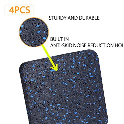 Treadmill Mat Pads, Exercise Equipment Mat with High Density Rubber for Protect Floors 3.94" x 3.94" x 0.5" (4 PCS) Black