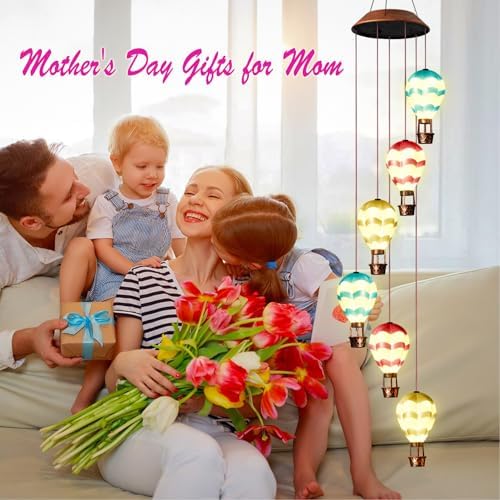 Solar Wind Chimes for Outside - Solar Lights Outdoor Decor Gifts for Women Mom Grandma Birthday Gifts
