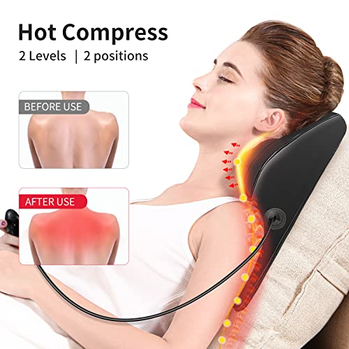 Shiatsu Neck Massager with Heat, 3D Kneading Back Massage Pillow for Pain Relief, Massagers for Neck and Back, Shoulder, Leg, Gifts for Men Women Mom Dad, Stress Relax at Home Office and Car