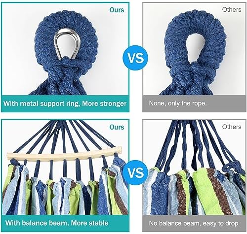 MOSFiATA Hammocks Portable Camping Hammock Upgraded 550lb Comfortable Fabric Hammock with Two Anti Roll Balance Beam and Sturdy Tree Straps for Camping, Patio, Backyard, Outdoor （Light Green）