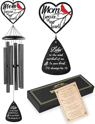 Sympathy Gifts for Loss of Mom, Memorial Wind Chimes for Loss of Mother, Memorial Gifts for Loss of Mother, Condolence Bereavement Gifts in Memory of Loved One, Black