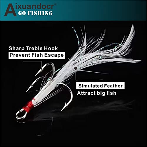 Bass Fishing Lure, Fishing Spoons, Topwater Fishing Lures with Trebles Hooks, Trout Fishing Lures, Fishing Tackle for Freshwater and Saltwater