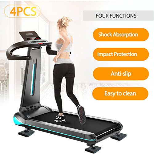 Treadmill Mat Pads, Exercise Equipment Mat with High Density Rubber for Protect Floors 3.94" x 3.94" x 0.5" (4 PCS) Black