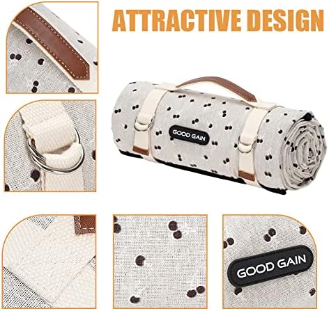 Extra Large Picnic Outdoor Blankets with Carry Strap, Oversized 78"x57" Waterproof & Sand Proof Portable Camping Mat, Outdoor Beach Mat ,Indoor(Brown)