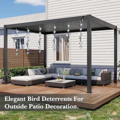 Bird Deterrents for Outside Patio, Bird Scare Devices Set Highly Reflective 3D Wind Spinners Outdoor Garden Decor, Bird Reflectors to Keep Birds Away Window Roof Yard Orchards Deck 18 Discs 6 Pcs