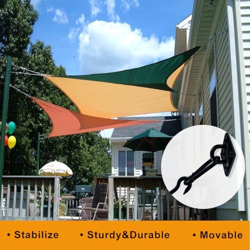 Shade Sail Hardware Kit 6 Inch - 304 Stainless Steel Sun Shade Hardware for Triangle/Rectangle Outdoor Sun Shade Sail, Black, 44 Pcs