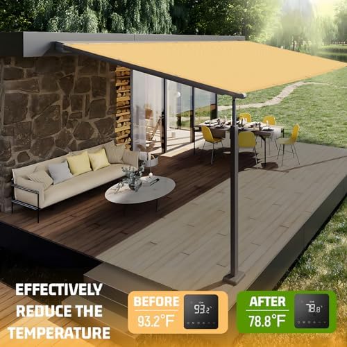 SUNNY GUARD Shade Cloth 4/6/8/10/12 FT Sun Shade Screen Fabric Shade Cover Tarp with Grommets for Pergola Backyard Garden, Sand