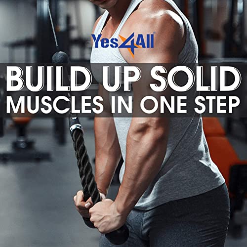 Yes4All Deluxe Tricep Rope Cable Attachment, 27 & 36 inch with 4 Colors, Exercise Machine Attachments Pulley System Gym Pull Down Rope with Carabiner, Black