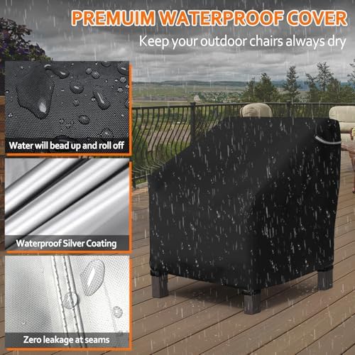 STARTWO Patio Outdoor Chair Covers, Outdoor Furniture Covers Waterproof adapter for Lawn Lounge Seat, Wicker, Swivel, Adirondack, Rocking Chairs, 32"Lx 37" W x 36"H inch, Black