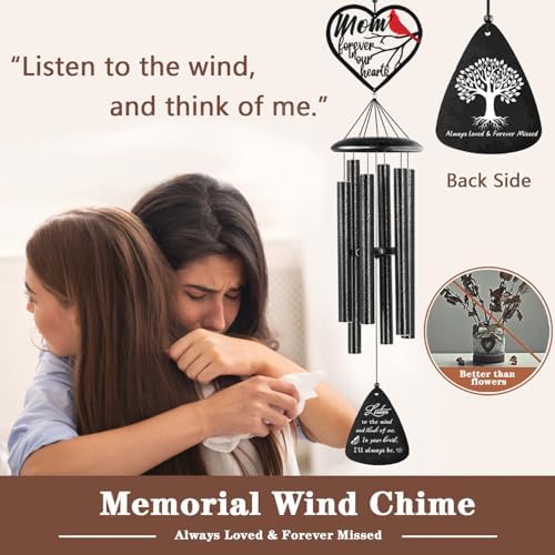 Sympathy Gifts for Loss of Mom, Memorial Wind Chimes for Loss of Mother, Memorial Gifts for Loss of Mother, Condolence Bereavement Gifts in Memory of Loved One, Black