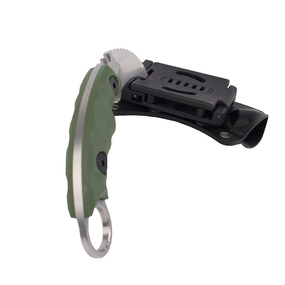 MASALONG Outdoor Survival claw Tactical teeth Knife Double edged sharp Fixed Blade Knife With Sheath (5CR Sand light Green handle)