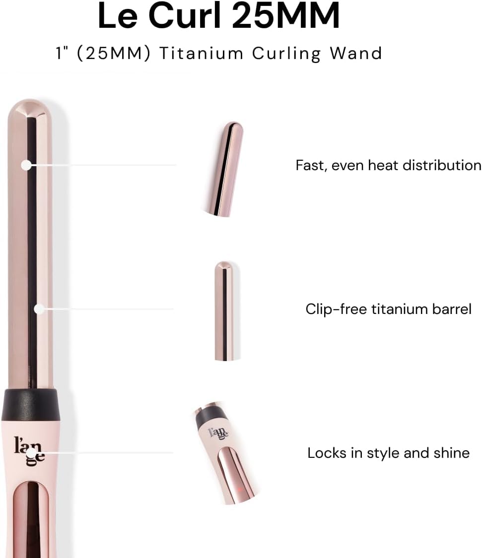 L'ANGE Hair Le Curl 25 MM Titanium Curling Wand | Professional 1 Inch Curling Iron for All Hair Types | Clip Free Hair Curler | Best Curling Wand for Tighter Curls & Beach Waves