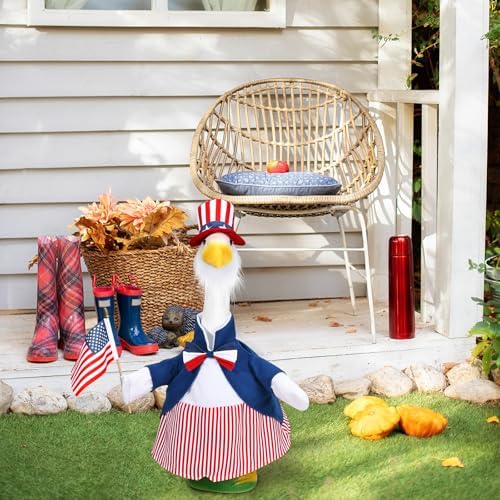 4th of July Porch Goose Outfits Independence Day Decorations Clothes Flag 23'' Goose Costume for Lawn Patio Decor (Style 2)