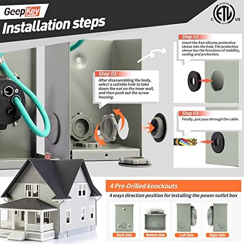 30 Amp Generator Inlet Box [Pre-Drilled] with Green Safely Light, PB30 Power Inlet Box, 7500 Watts Generator Transfer Switch Accessories for Emergency in Snowstorm Weather, ETL Listed