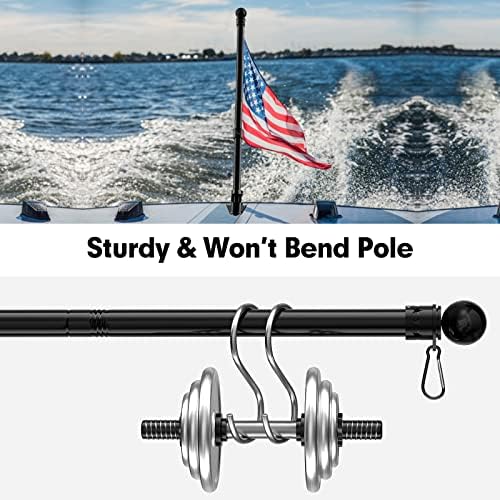 American Flag and 6ft Heavy Duty Flag Pole Kit for House Outside - 3x5 Embroidered USA Flag, Tangle Free Steel Black Pole With Bracket for Residential, Commercial, Outdoors Garden