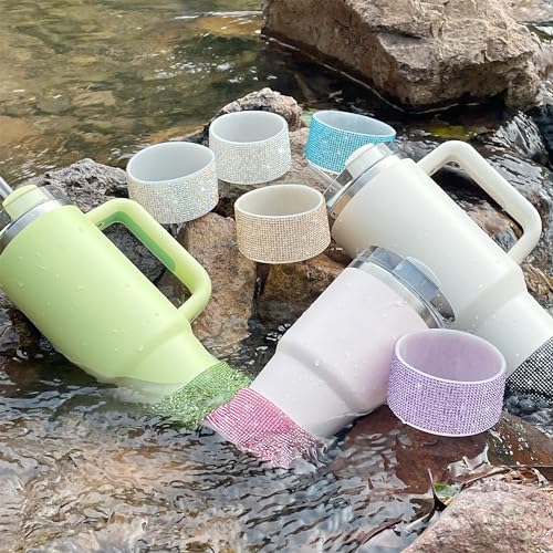 WORBSS Diamond Glitter Silicone Boot for Stanley Cup 40oz Tumbler & Simple Modern 30-40oz Trek Tumbler Accessories for 2.8-2.9 inch Trapezoidal Cylinder Base Water Bottles Bottom Anti-Slip Sleeve