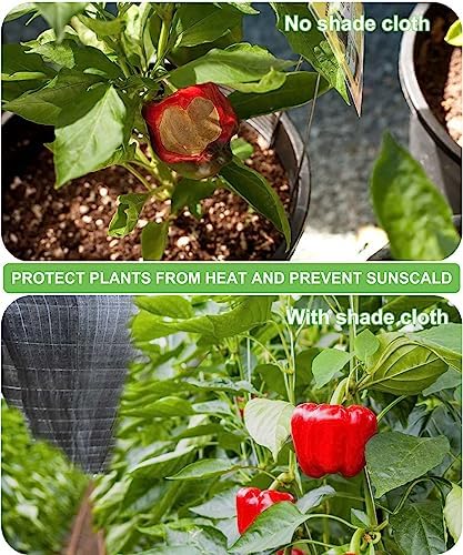 Garden 70% Shade Cloth, 10 x 20 FT Black Sun Shade Net, Mesh Sun Shade Tarp with Reinforced Brass Grommets, Sunblock Shade Cloths for Plants Cover, Greenhouse, Patio, Chicken Coop, Tomatoes