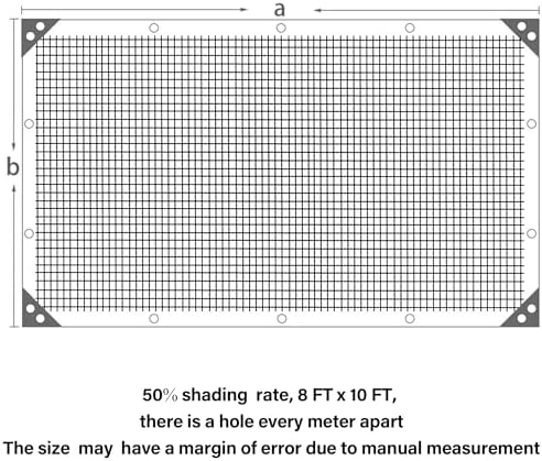 winemana Black Shade Cloth 50%, 8x10 FT Mesh Tarp - Garden Shade for Greenhouse, Patio, Vegetables, Plants Cover and Chicken Coops, Sun Shade Net for Outdoor Protection with Reinforced Grommets