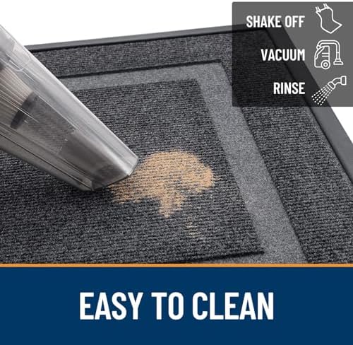 OLANLY Front Door Mat Indoor Outdoor Entrance, Waterproof All-Season, All-Weather Doormat, Sturdy Natural Rubber, Fade Resistant, Low Profile, Easy Clean Patio Porch Entryway Mat, 36x24, Grey