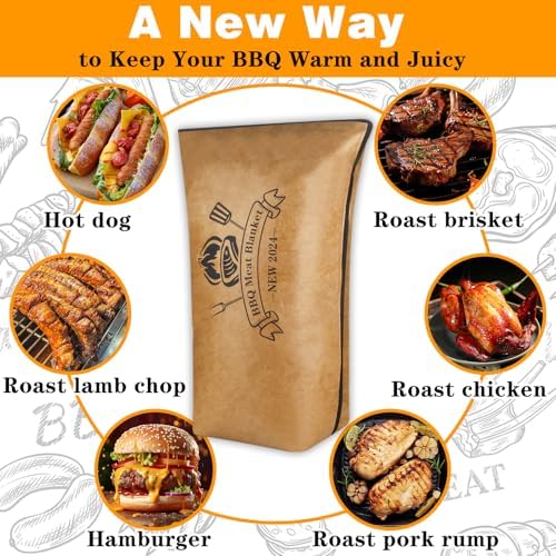 BBQ Blanket for Resting Meat, BBQ Brisket Blanket Meat Resting Blanket for Smoking, Grilling Meat Insulated Resting Bag with Wide Mouth for Large Brisket/Turkey (Regular 21in)