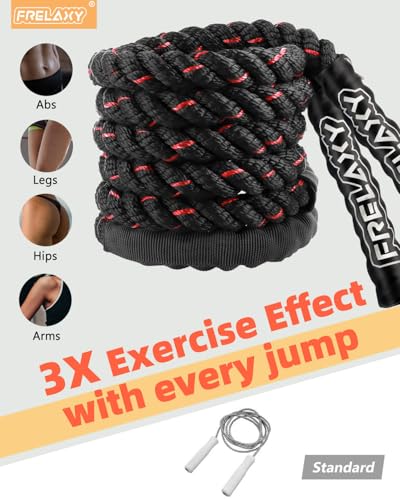 Frelaxy Jump Rope 1LB, Weighted Jump Rope for beginners, Heavy Jump Ropes for Fitness, Total Body Workouts, Weight Loss, Strength Training, Compact Skipping Rope for Home Gym Workout Equipment (Black)