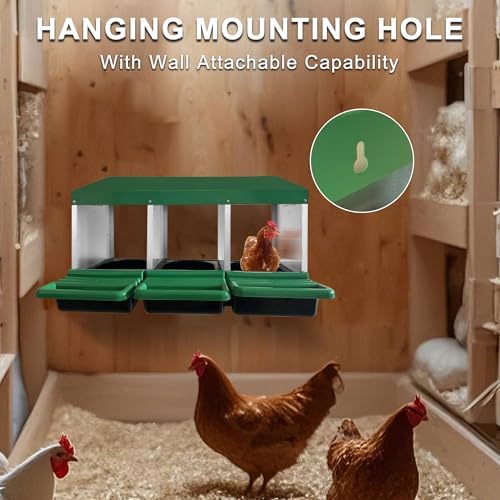 Chicken Nesting Box, 3 Compartments Chickens Egg Laying Nest Boxes for Hens Green