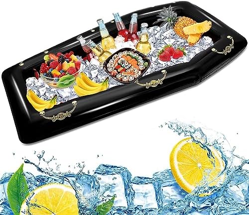 52Inch Inflatable Coffin Cooler Coffin Pool Float Inflatable Cooler Ice Chest Buffet Cooler Drink Beverage for Halloween Party Spooky Decor Cooler Pool Party Picnic Barbecue Party
