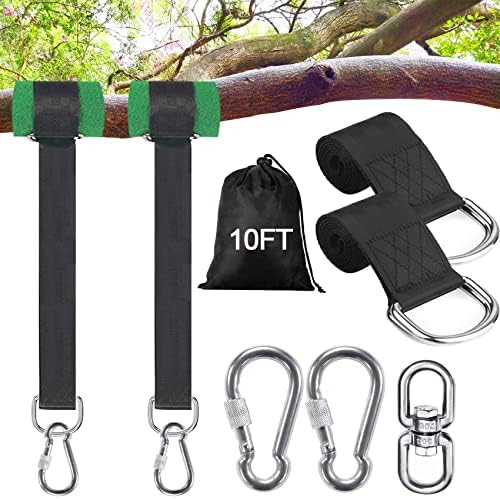 Safe Tree Swing Hanging Straps Kit, 3FT/10FT/15FT/20FT, Heavy Duty Holds 5500LBS Extra Long Adjustable Tree Swing Straps, Easy & Fast Way to Hang Any Swing or Hammock(10 FT)