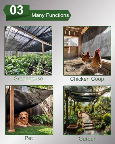 50% Sunblock Shade Cloth Net Black Resistant - 8x12 Ft Garden Shade Mesh for Plant Cover, Greenhouse, Chicken Coop, Kennels, Tomatoes Plants