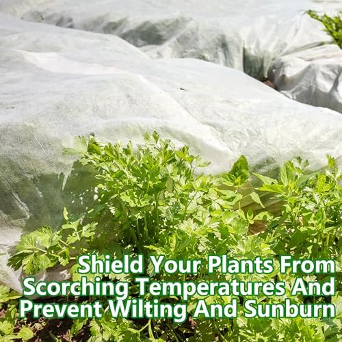 DECOHS 20 x 10 Ft Plant Sun Protection Cloth, Garden Plant Shade Cloth, Non-Woven White Light Refraction Sunshade Cloth for Protecting Plants Vegetable Rows from Direct Sunlight
