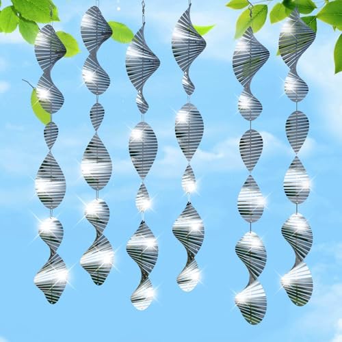 Bird Deterrents for Outside Patio, Bird Scare Devices Set Highly Reflective 3D Wind Spinners Outdoor Garden Decor, Bird Reflectors to Keep Birds Away Window Roof Yard Orchards Deck 18 Discs 6 Pcs