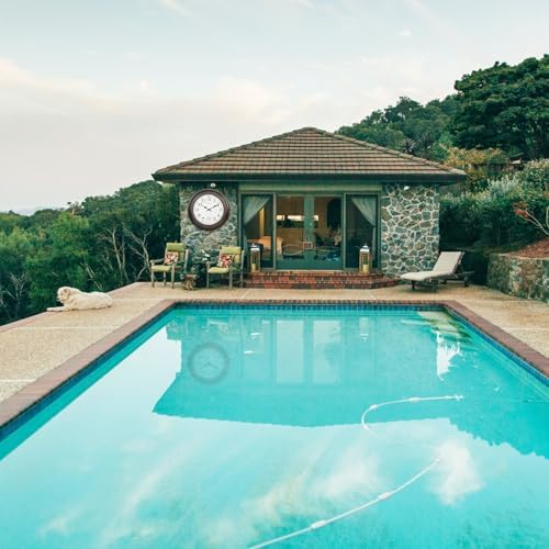 Large Outdoor Clock Waterproof 18" - Retro Indoor Outdoor Wall Clocks with Thermometer for Patio Pool Garden Living Room Decor,Bronze