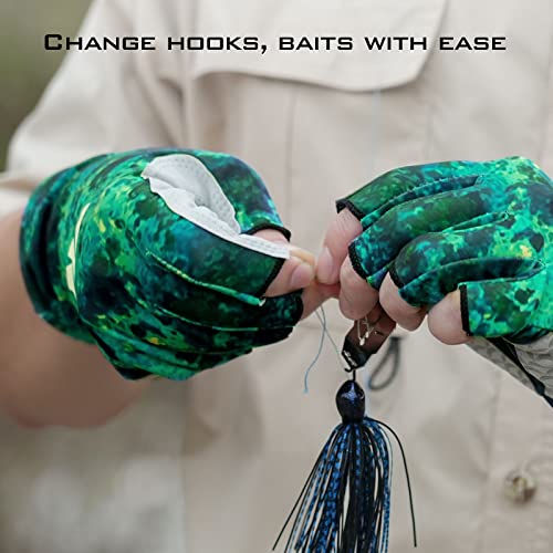 KastKing La Sal Fishing Gloves UPF50+ Sun Gloves UV Protection Fingerless Gloves Men Women for Outdoor, Kayaking, Rowing, Paddling, Canoeing, Hunting