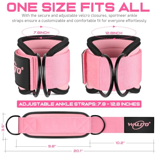 WALITO Gym Ankle Straps for Working Out - Glute Ankle Cuff Kickback Strap, Gym Cable Machine Accessories for Women Glute Leg Extensions, Hip Abductors & Lower Body Exercises Equipment