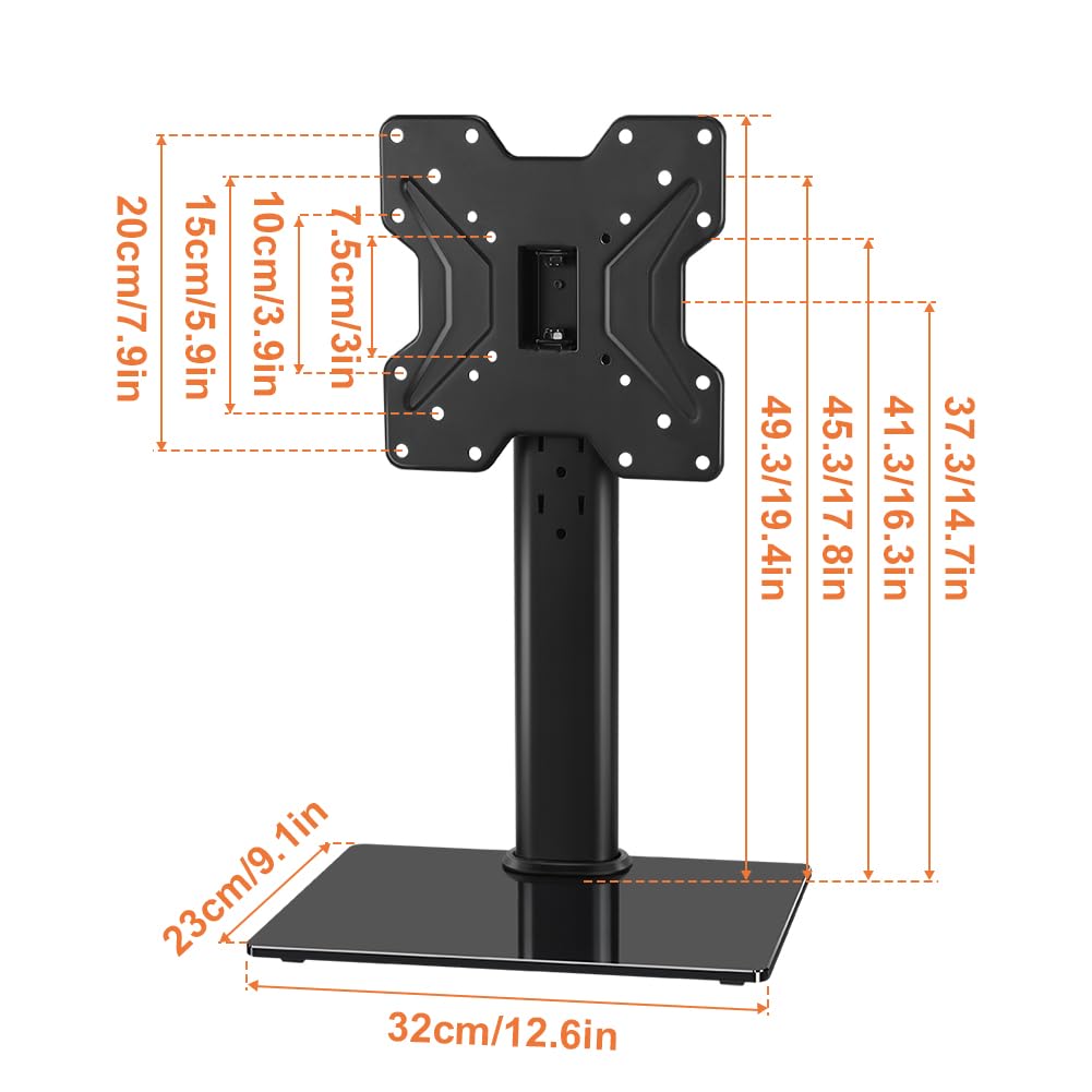 KKTONER Universal TV Stand Base for 13 inch to 43 inch LED TV Table Top TV Mount Stand with Swivel Height Adjustable Hold up 77LBs