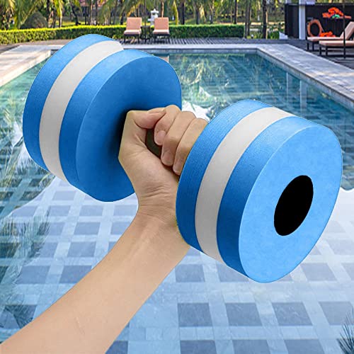 Lagukka Aquatic Dumbbell Set, 2PCS Water Dumbells Pool Resistance Water Fitness Equipment Foam Dumbbell Water Aerobics Fitness Equipment for Weight Loss Blue