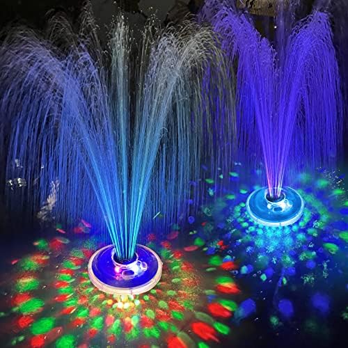 Floating Water Fountain with Underwater Lights, Rechargeable Battery Powered Pump Outdoor, 2 Modes Sprinkler Waterfall Fountain for Inground Above Ground Pool, Pond-Blue-1PC