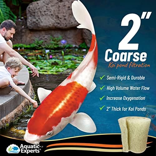 Aquatic Experts Cream COARSE Pond Filter Pad - 2 inch Thick - Bulk Roll Water Garden Filter Pond Media - Made in USA, (12" x 36")