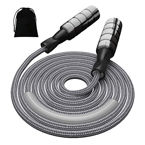 FITMYFAVO Jump Rope Cotton Adjustable Skipping Weighted jumprope for Women，Adult and Children Athletic Fitness Exercise Jumping Rope (Red)